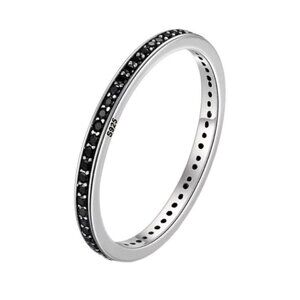925 Sterling Silver Black CZ Band Ring
